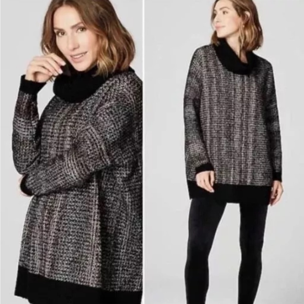 Pure Jill by J.Jill Black and Gray Cowl Neck Sweater with Relaxed Fit- worn 5x